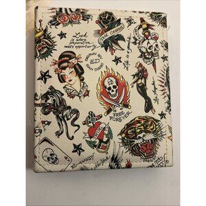 Ed Hardy Men's Black Leather Wallet Tiger Tattoo Bifold w/Leather Collector Box
